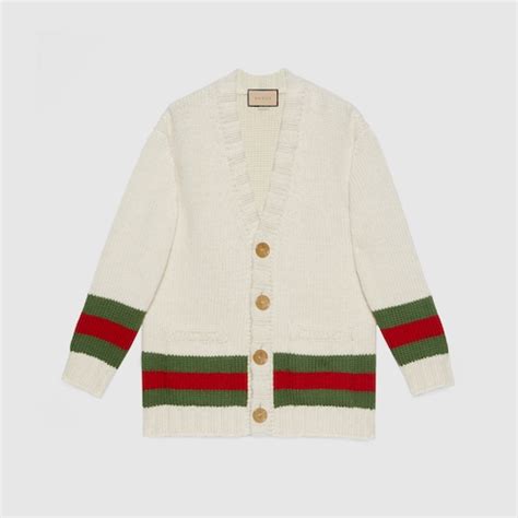 gucci print cardigan|gucci web cardigan.